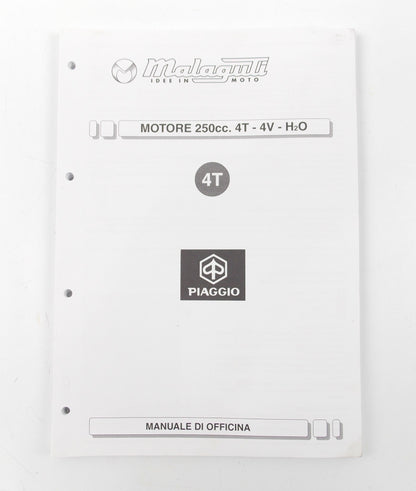OEM MALAGUTI PIAGGIO WORKSHOP MANUAL SERVICE BOOK MOTOR 250cc 4T-4V-H2O ITALIAN - MotoRaider