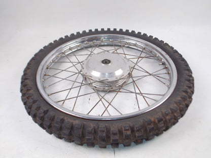 1970's HUSQVARNA 21" FRONT WHEEL RIM RADAELLI LELEU HUB SPOKES TIRE TRELLERBORG - MotoRaider