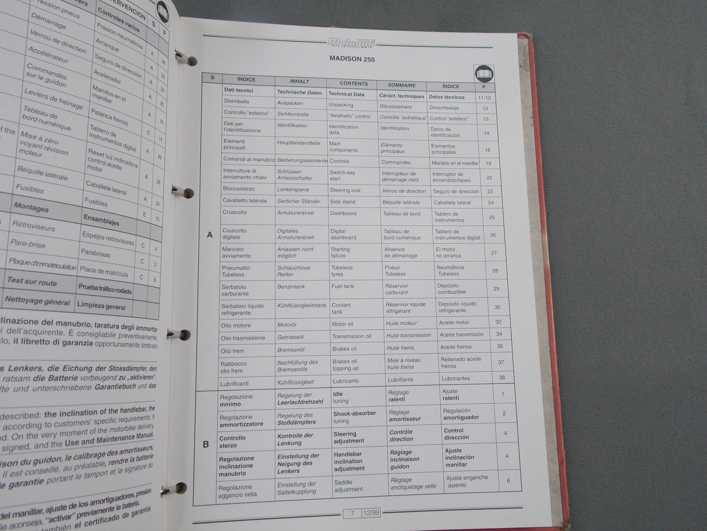 MALAGUTI MADISON 1999-2012 125/150/250 WORKSHOP MANUAL GERMAN ITALIAN ENGLISH - MotoRaider