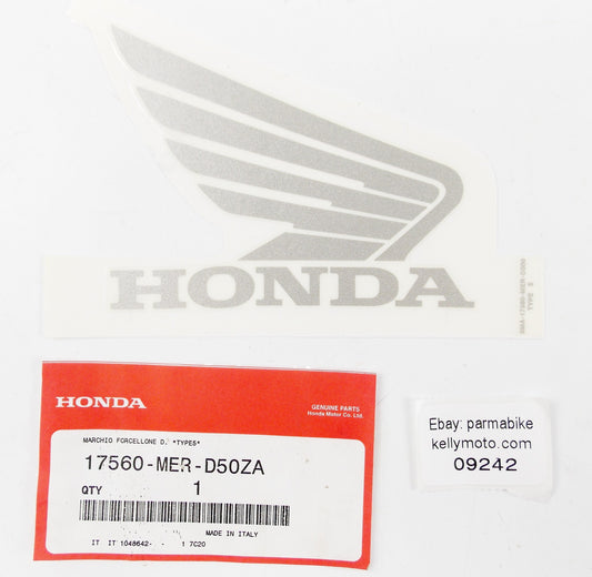 NOS OEM 2005-2008 HONDA CBF500/600 FUEL TANK TYPE 5 EMBLEM DECAL 17560-MER-D50ZA - MotoRaider