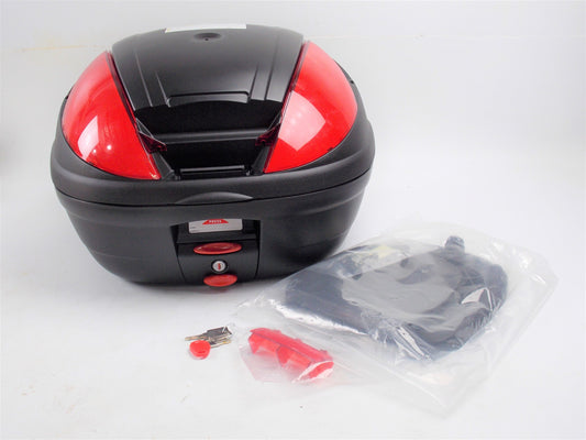 SCOOTER TOP CASE LUGGAGE 37L BLACK+MOUNT PLATE+SILVER PANEL MALAGUTI 06511003 - MotoRaider