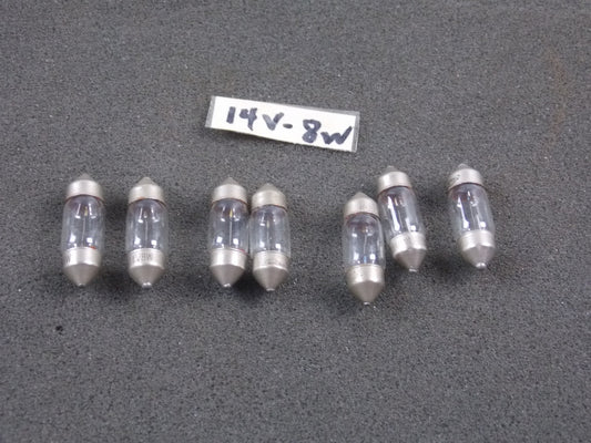 SET OF 7 GLASS BULB LIGHT 14V/8W AUTOMOTIVE MOTORCYCLES KAWASAKI HONDA YAMAHA - MotoRaider