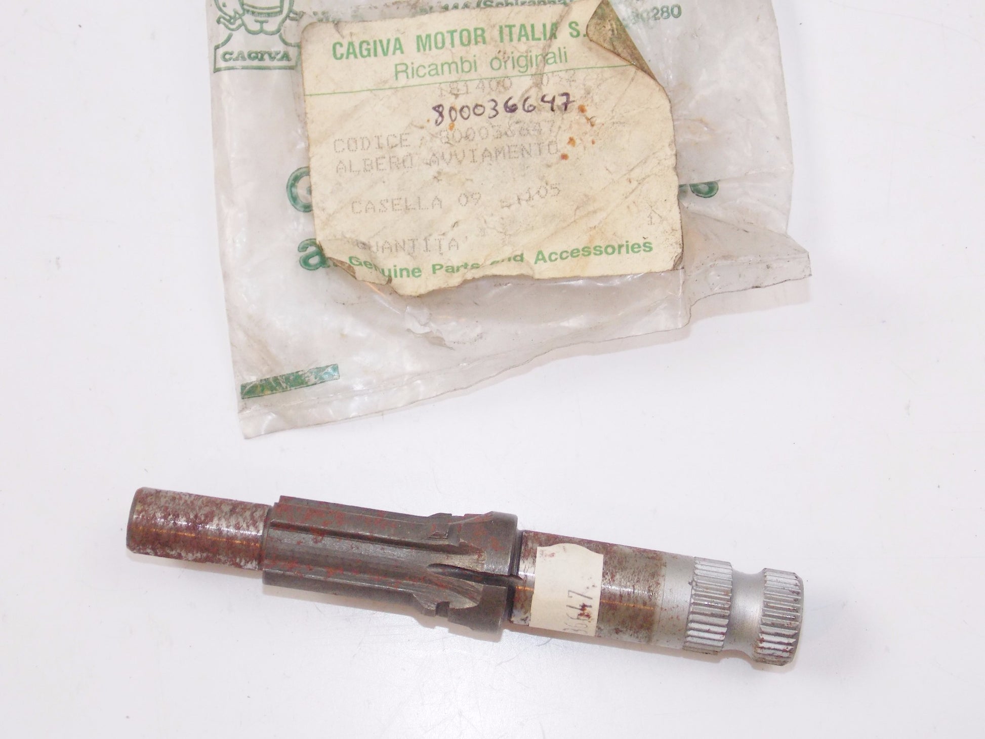 NOS OEM CAGIVA 1984 ALETTA ELECTRA STARTER CRANK SHAFT 800036647 - MotoRaider