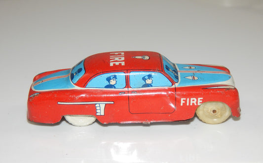 1950's ACM ITALY TIN TOY FIRE DEPARTMENT CAR VINTAGE L=120mm - MotoRaider