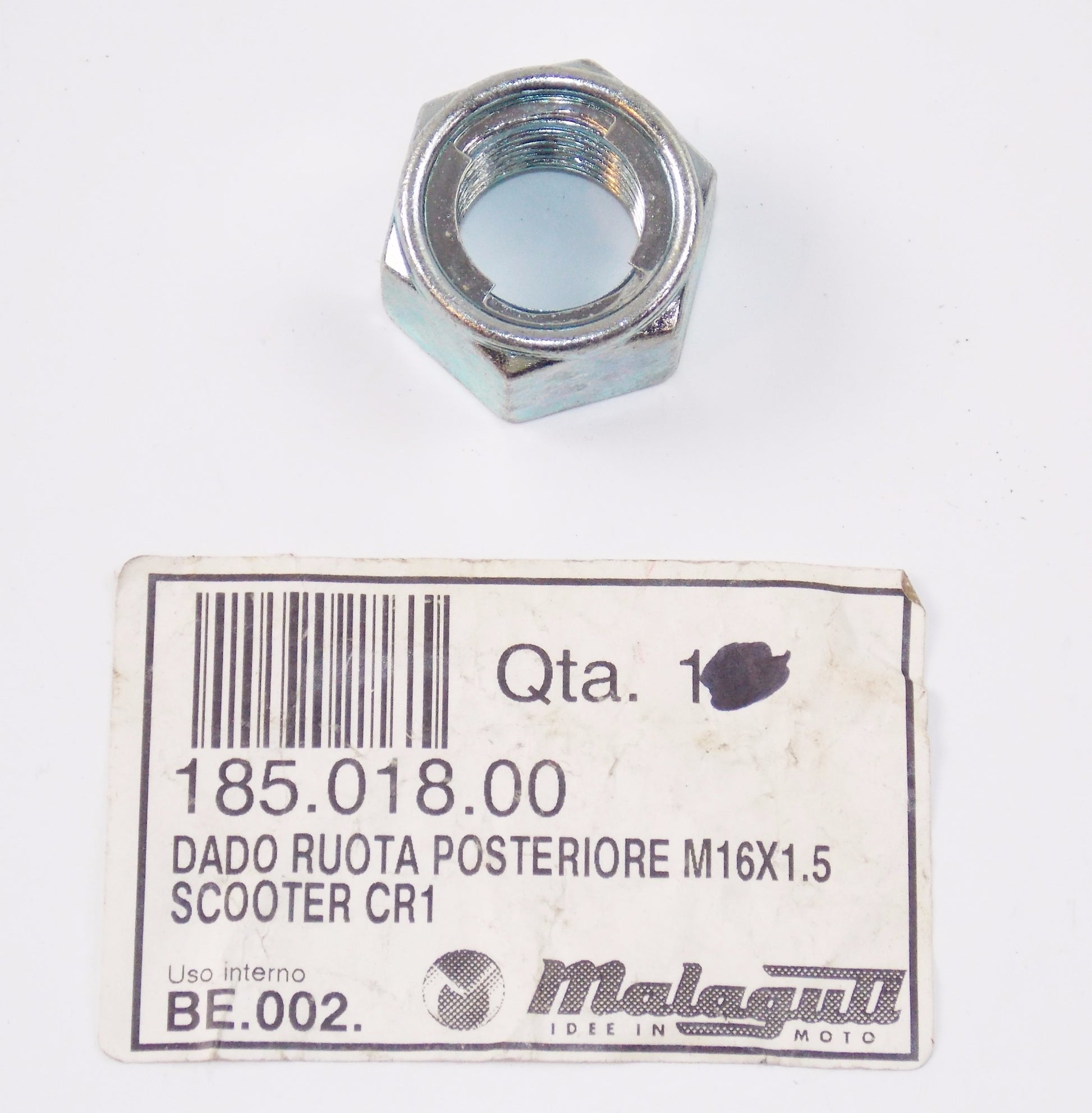 NOS OEM MALAGUTI SCOOTER CR1 F12 F18 CIAK REAR WHEEL NUT M16x1.5 185.018.00 - MotoRaider