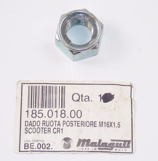 NOS OEM MALAGUTI SCOOTER CR1 F12 F18 CIAK REAR WHEEL NUT M16x1.5 185.018.00 - MotoRaider