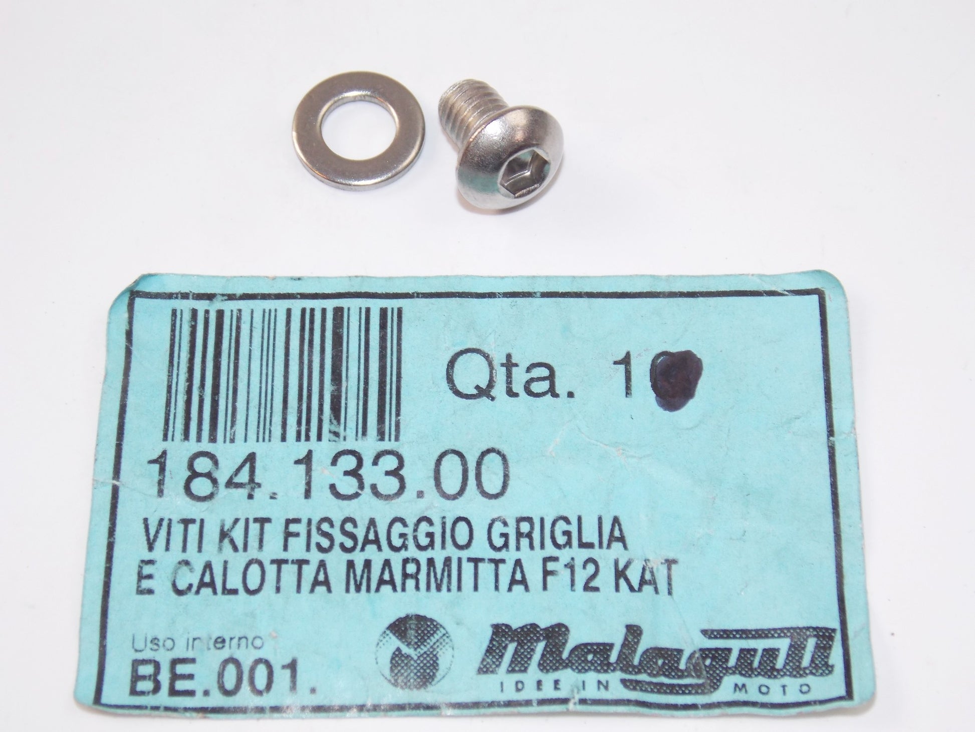 NOS OEM MALAGUTI F12 F15 EXHAUST SHIELD HEAT SCREW SET L=8mm D=6mm 184.133.00 - MotoRaider
