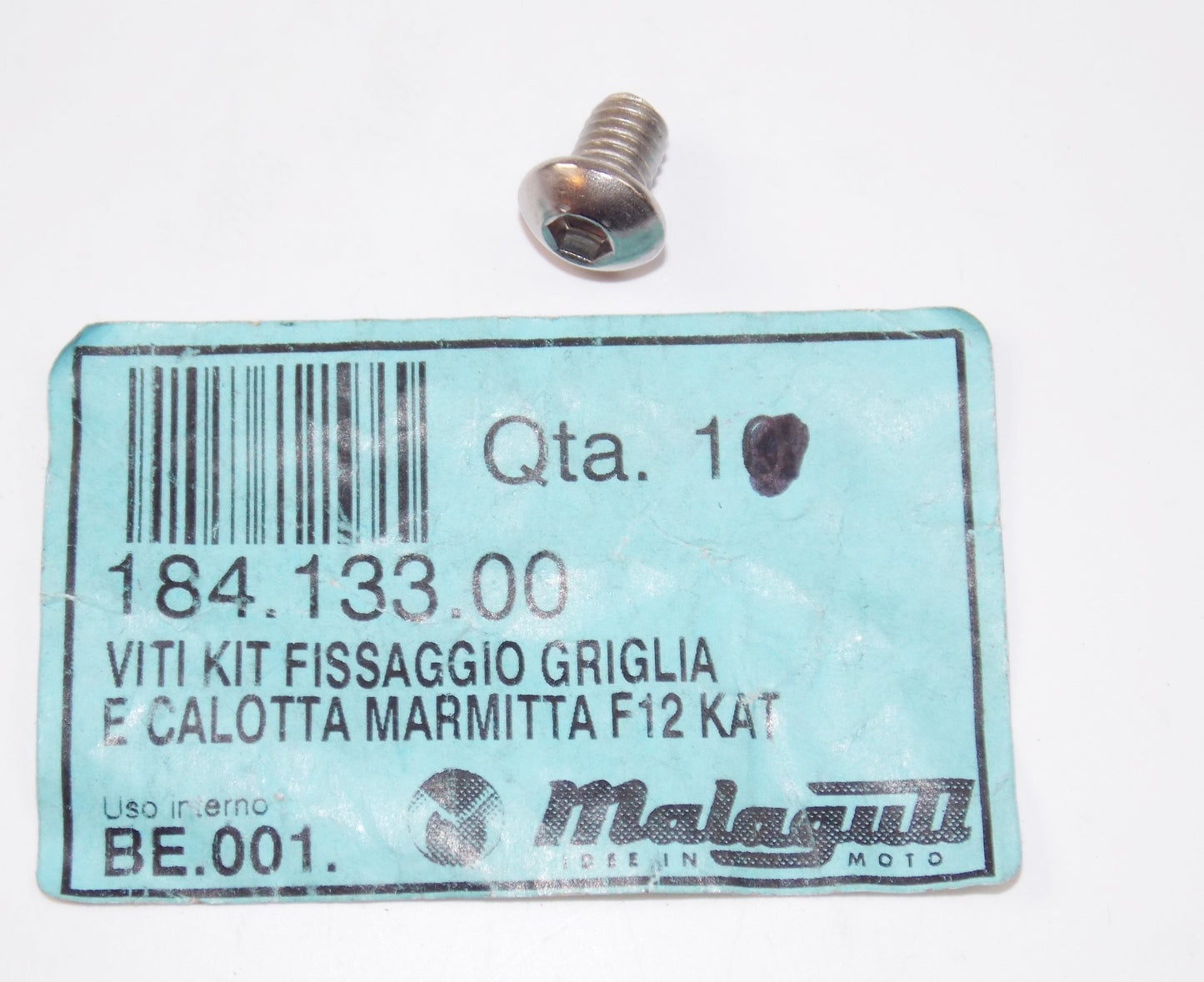NOS OEM MALAGUTI F12 F15 EXHAUST SHIELD HEAT SCREW L=8mm D=6mm 184.133.00 - MotoRaider