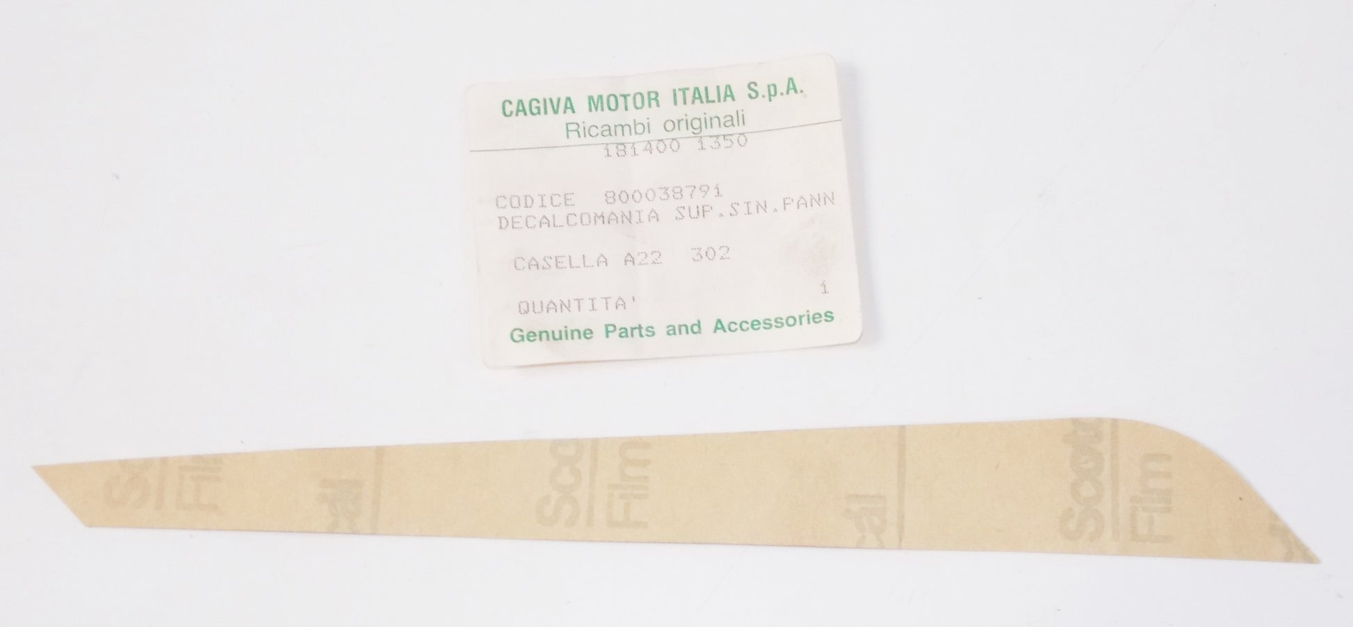 NOS OEM CAGIVA SST 125 ALETTA LEFT STIKER UPPER TRANSFER BROWN COVER 800038791 - MotoRaider