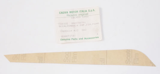 NOS OEM CAGIVA SST 125 ALETTA LEFT STIKER UPPER TRANSFER BROWN COVER 800038791 - MotoRaider