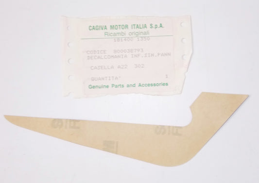 NOS OEM CAGIVA SST 125 ALETTA LEFT STIKER LOWER TRANSFER BROWN COVER 800038793 - MotoRaider