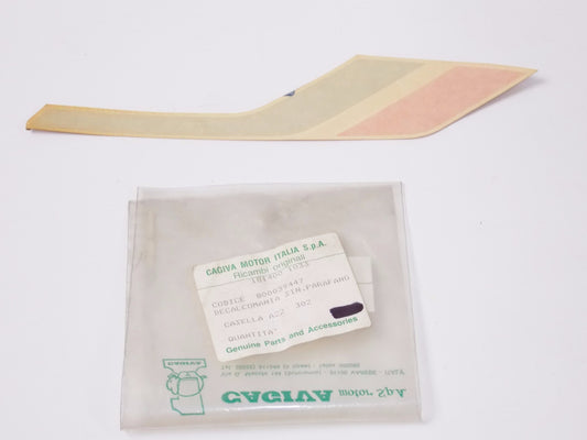 NOS OEM CAGIVA ALA ROSSA LH BLACK/WHITE REAR FENDER STICKER 800039447 - MotoRaider