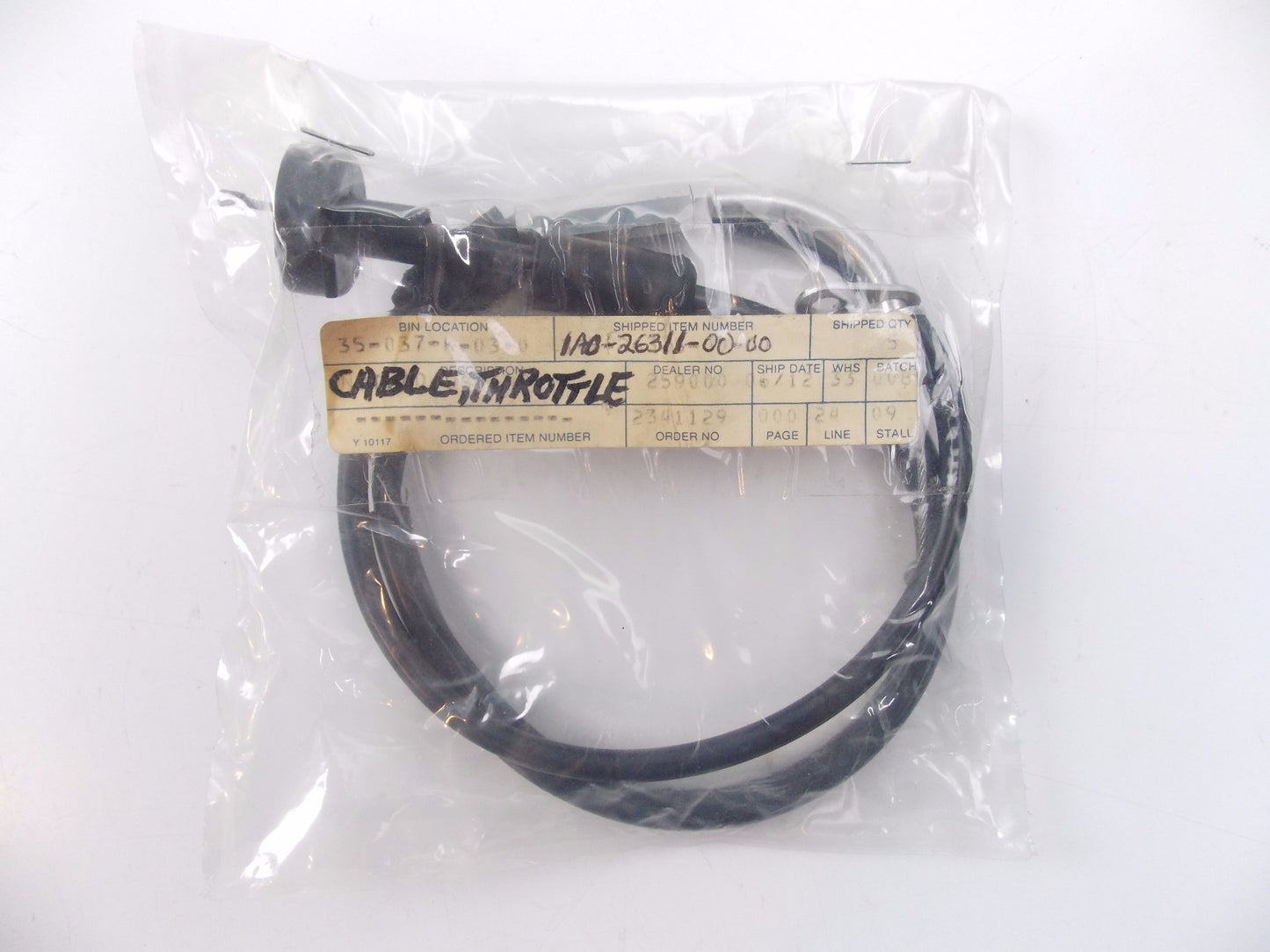 NOS OEM YAMAHA 1977 XS500D THROTTLE CABLE W/ADJUSTER COVER 1A0-26311-00 - MotoRaider