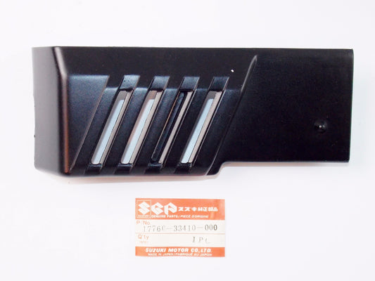 NOS OEM SUZUKI LH RADIATOR COVER 17760-33410-000 - MotoRaider