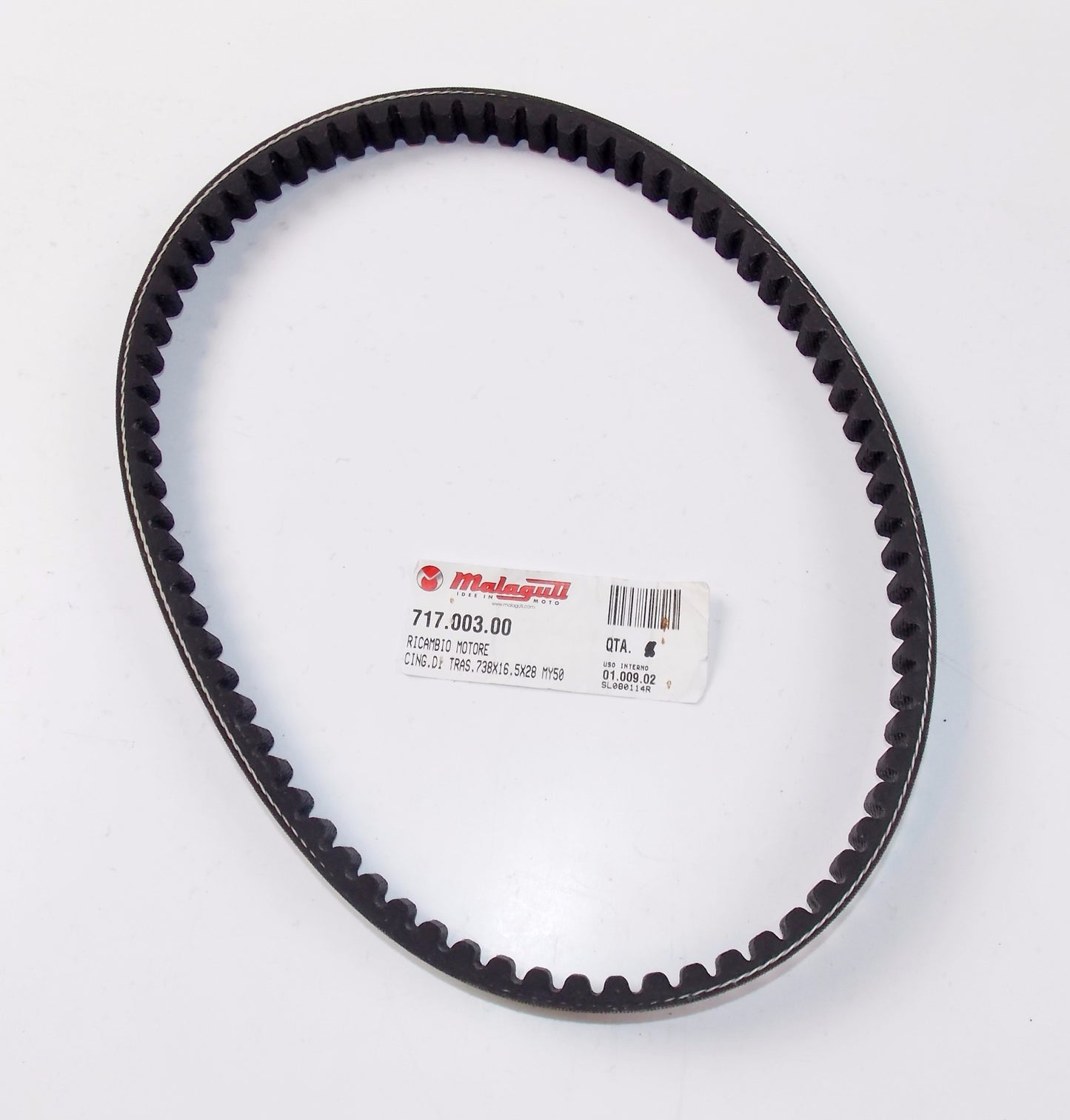 NOS OEM MALAGUTI CENTRO F 15 ENGINE V-BELT 738x16.5x28 MY50 717.003.00 - MotoRaider