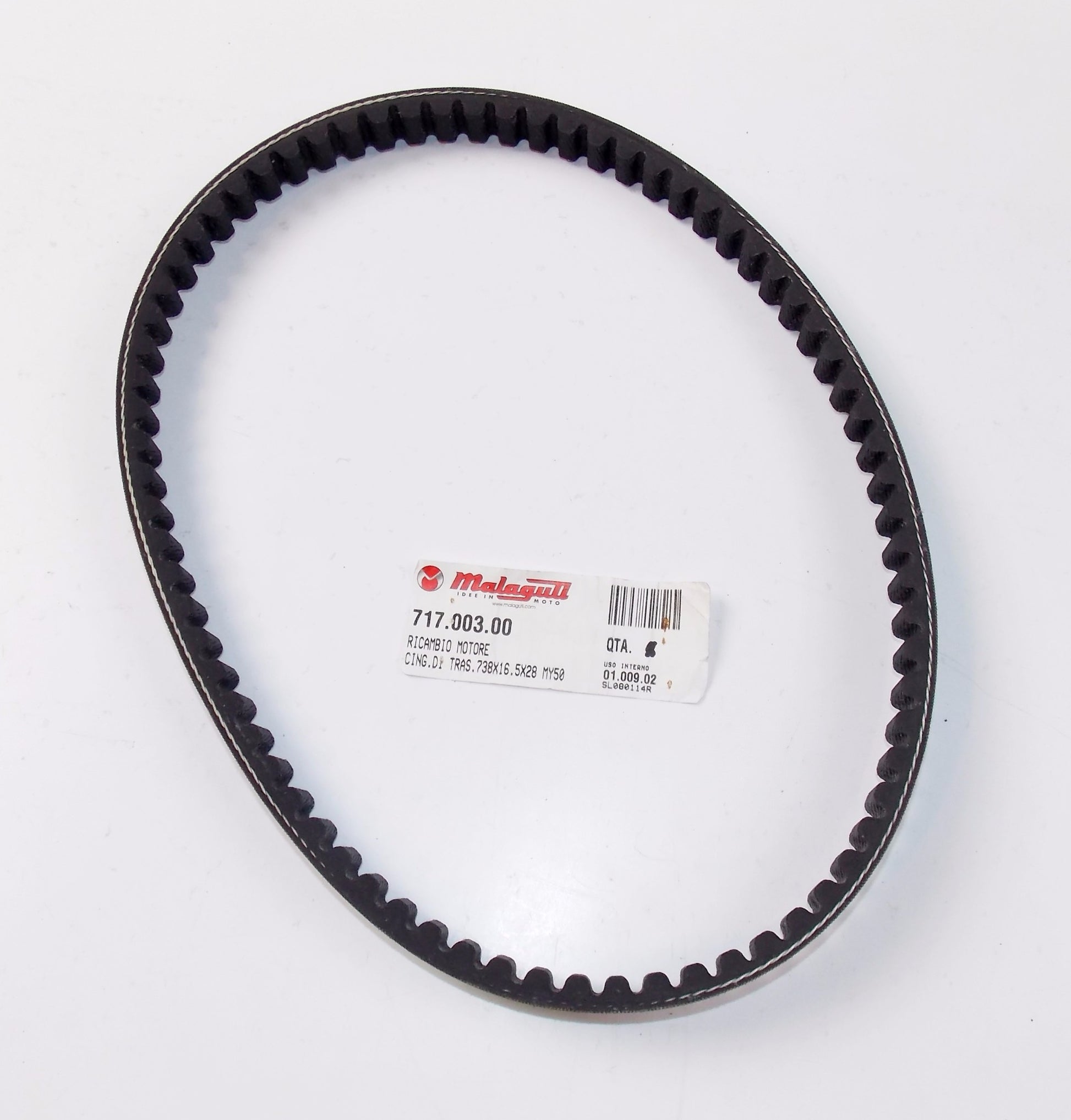 NOS OEM MALAGUTI CENTRO F 15 ENGINE V-BELT 738x16.5x28 MY50 717.003.00 - MotoRaider
