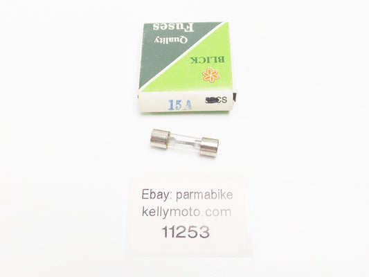 4x BLICK AGX FAST-ACTING GLASS TUBE FUSE 15A 1/4"x1" 6.3x25.4mm DUCATI SUZUKI MZ - MotoRaider