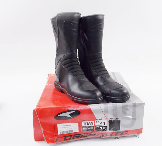 AXO TITAN TOURING WP BOOTS BLACK LEATHER MS2T0005 SIZE 41 EU (7.5 US) ROADBOOTS - MotoRaider