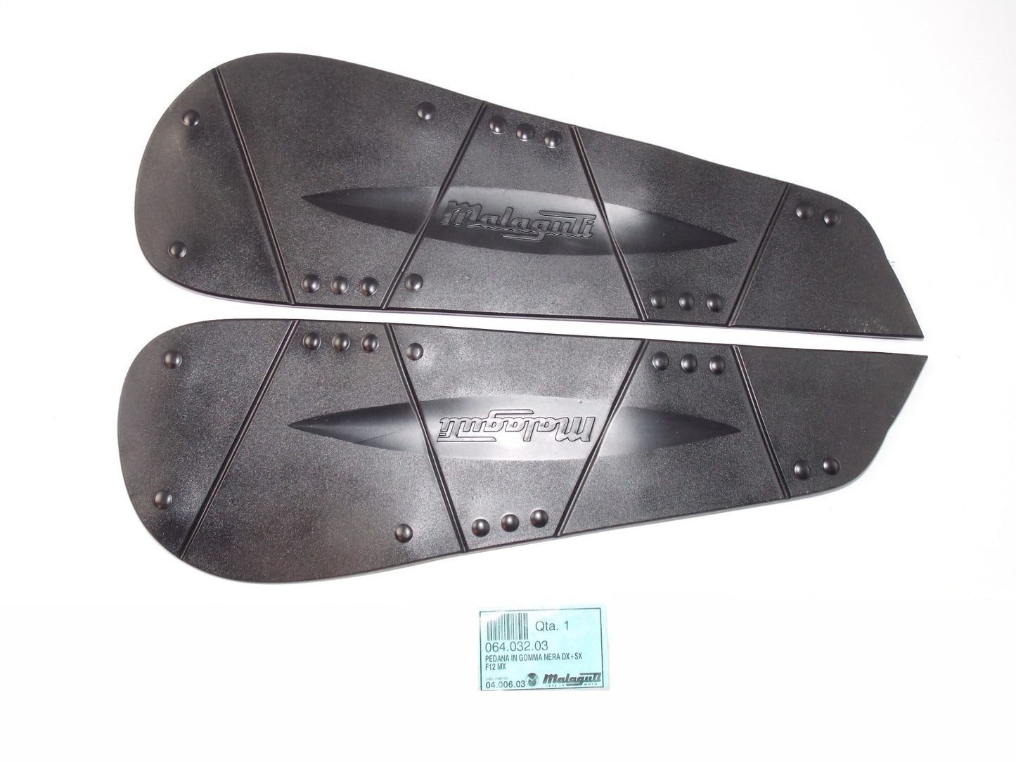 NOS OEM MALAGUTI F 12 MAX 125/200/250 LH RH FOOTREST RUBBER FEET SET 064.032.03 - MotoRaider