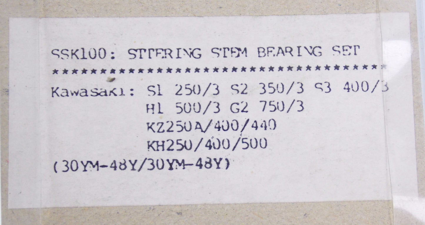 K&L STEERING BEARING SET KAWASAKI 30YM-48Y KZ250/400/440 KH250/400/500 # SSK100 - MotoRaider