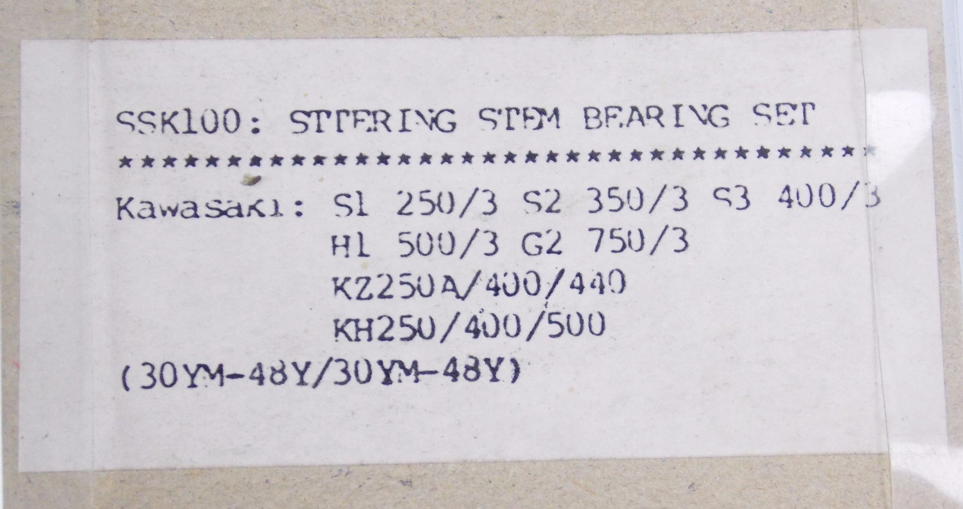 K&L STEERING BEARING SET KAWASAKI 30YM-48Y KZ250/400/440 KH250/400/500 # SSK100 - MotoRaider