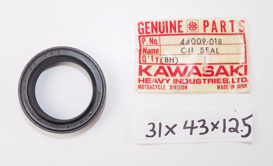 NOS OEM KAWASAKI FRONT FORK OIL SEAL 31x43x12.5 KD KE KS KX 125 44009-018 - MotoRaider