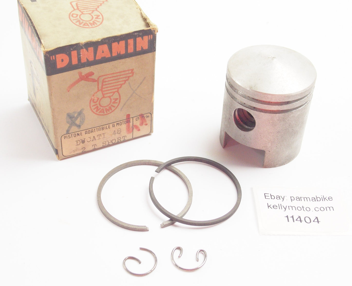 NOS DINAMIN PISTON+RINGS+PIN+CLIPS SET CPL. D. 41 mm DUCATI 48 2-STROKE SPORT - MotoRaider