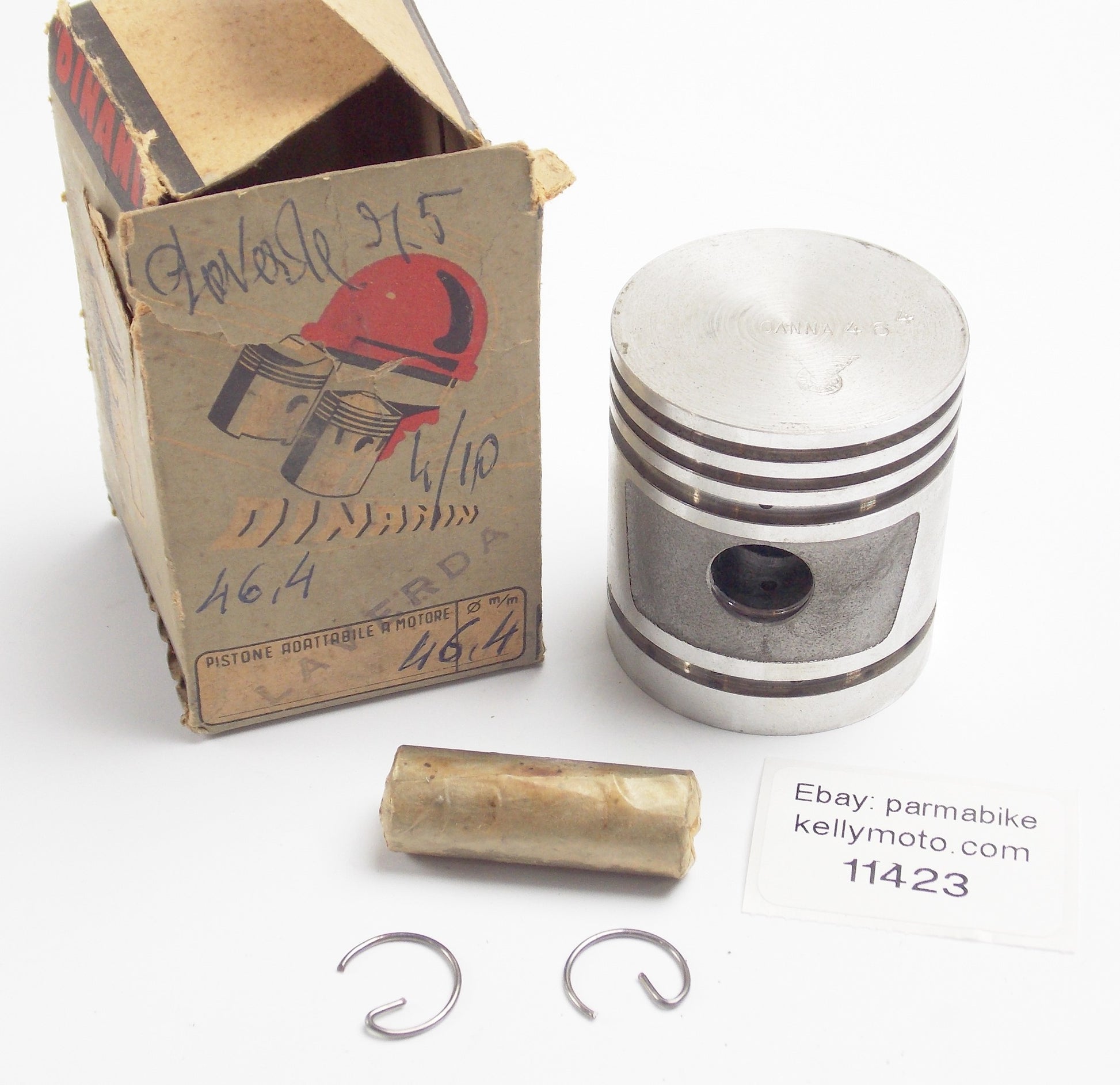 NOS DINAMIN PISTON + PIN + CLIPS DIAMETER 46.4 mm LAVERDA 75 - MotoRaider