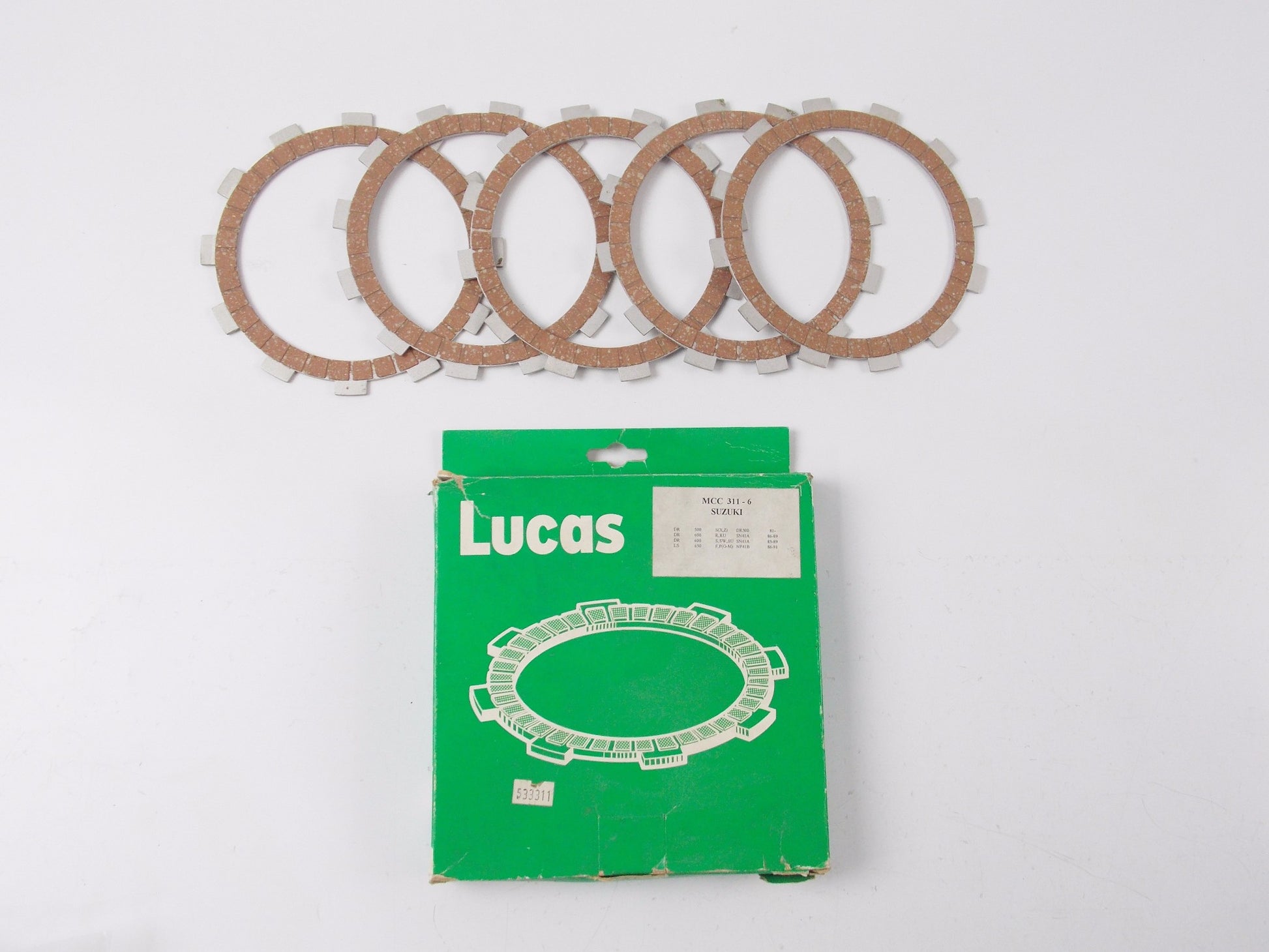 LUCAS CLUTCH DISC SET SUZUKI 81 DR500 85-89 DR600 86-91 LS650 MCC 311-6 - MotoRaider