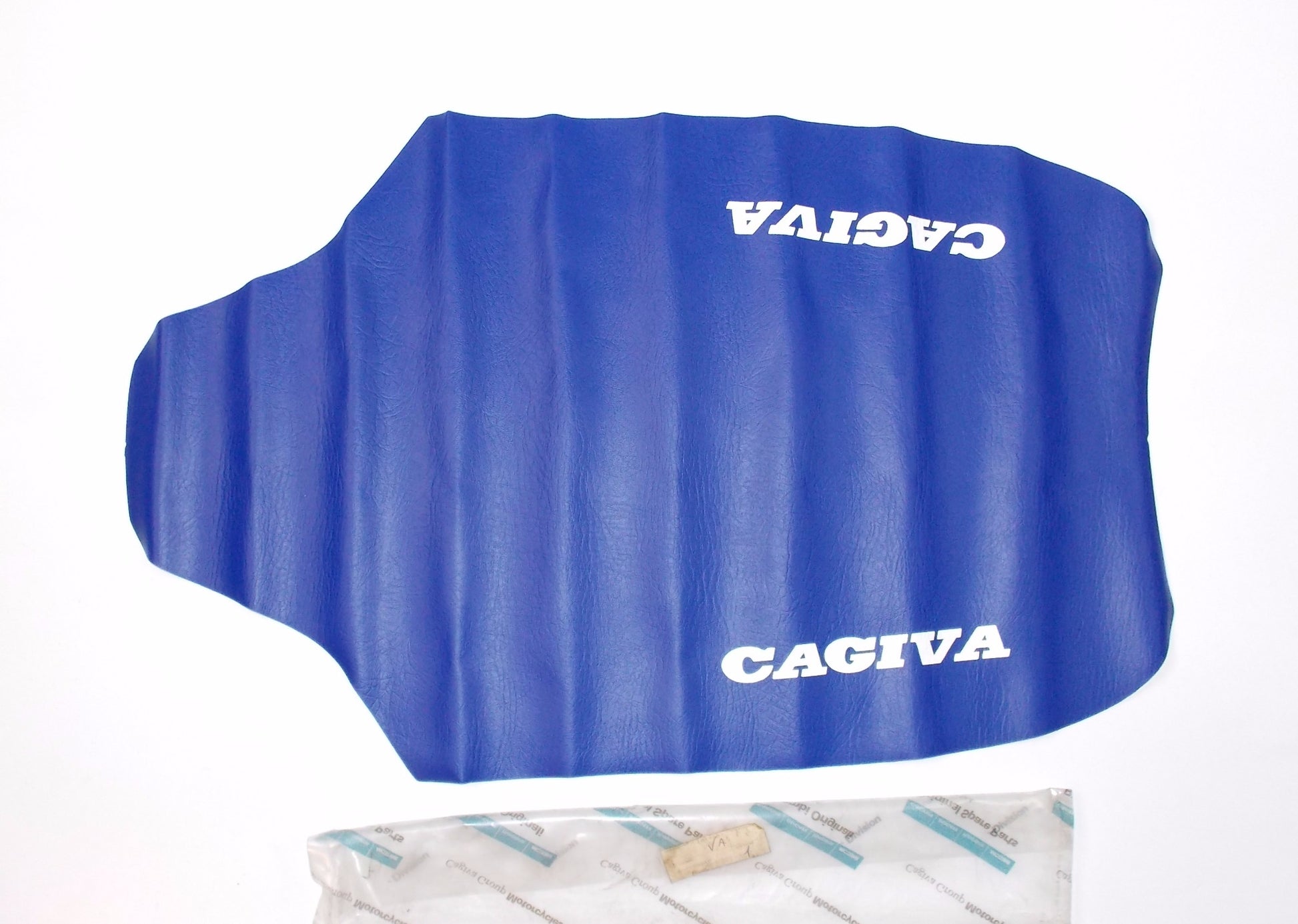 NOS OEM CAGIVA 1987/1988 VMX 125-88 CROSS CLASSIC SADDLE COVERING BLUE 800058049 - MotoRaider