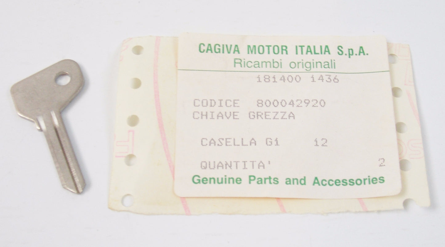 NOS OEM CAGIVA COCIS ELEFANT ALETTA ROSSA / ELECTRA CITY BLANK KEY 800042920 - MotoRaider