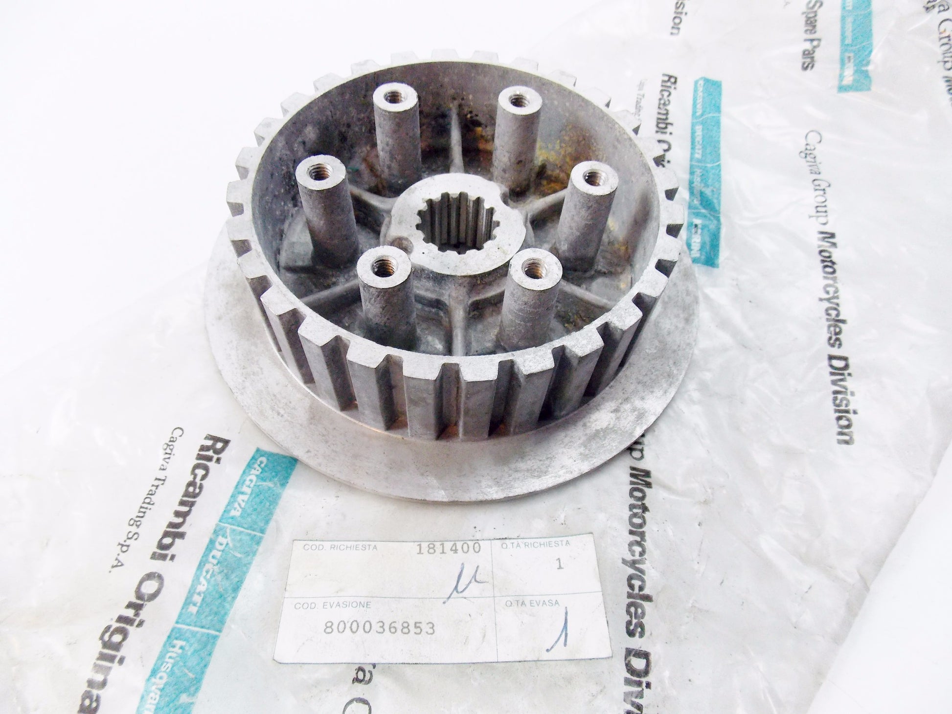 NOS OEM CAGIVA ALA ROSSA 350 DUCATI HUSQVARNA MORINI CLUTCH HUB 800036853 - MotoRaider