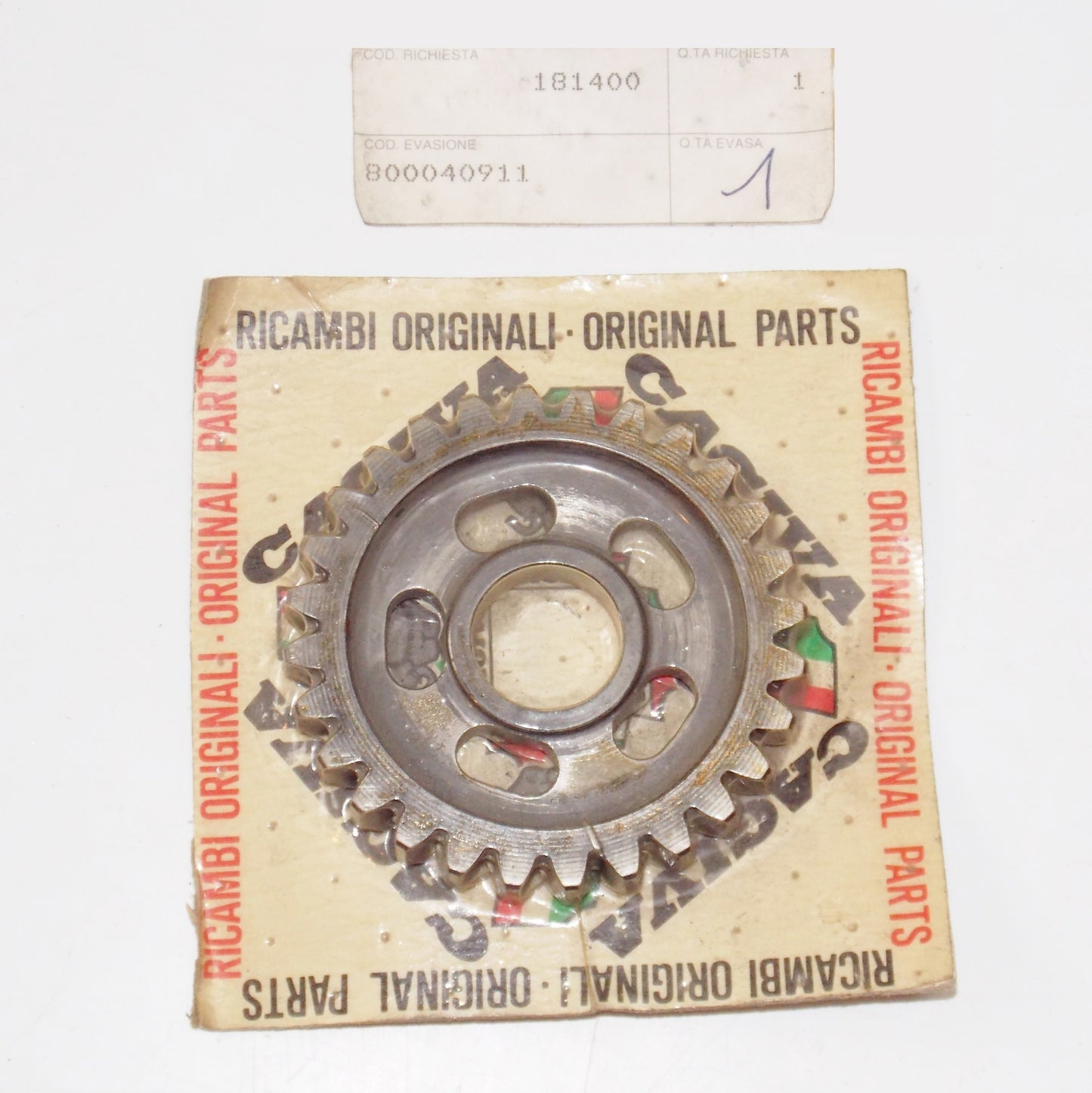 NOS CAGIVA INGRANAGGIO 1A VEL.A.S GEAR BOX TRANSMISSION 1st GEAR 28T 800040911 - MotoRaider