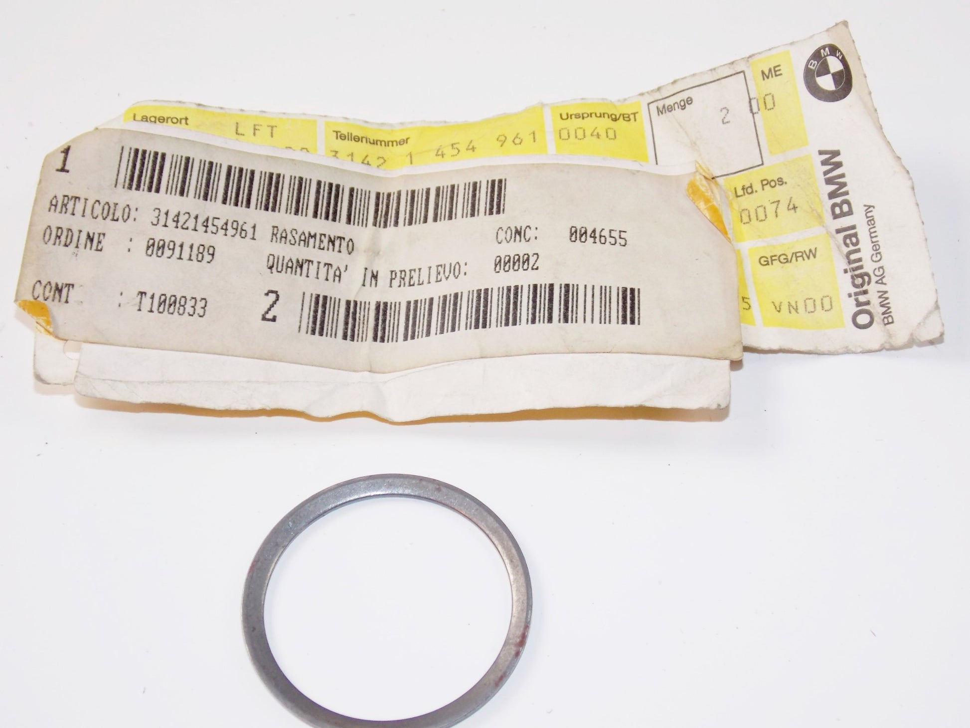 NOS OEM BMW 85-96 R100RS/RT R65 R80 TELESCOPE FORK TUBE WASHER # 31421454961 - MotoRaider