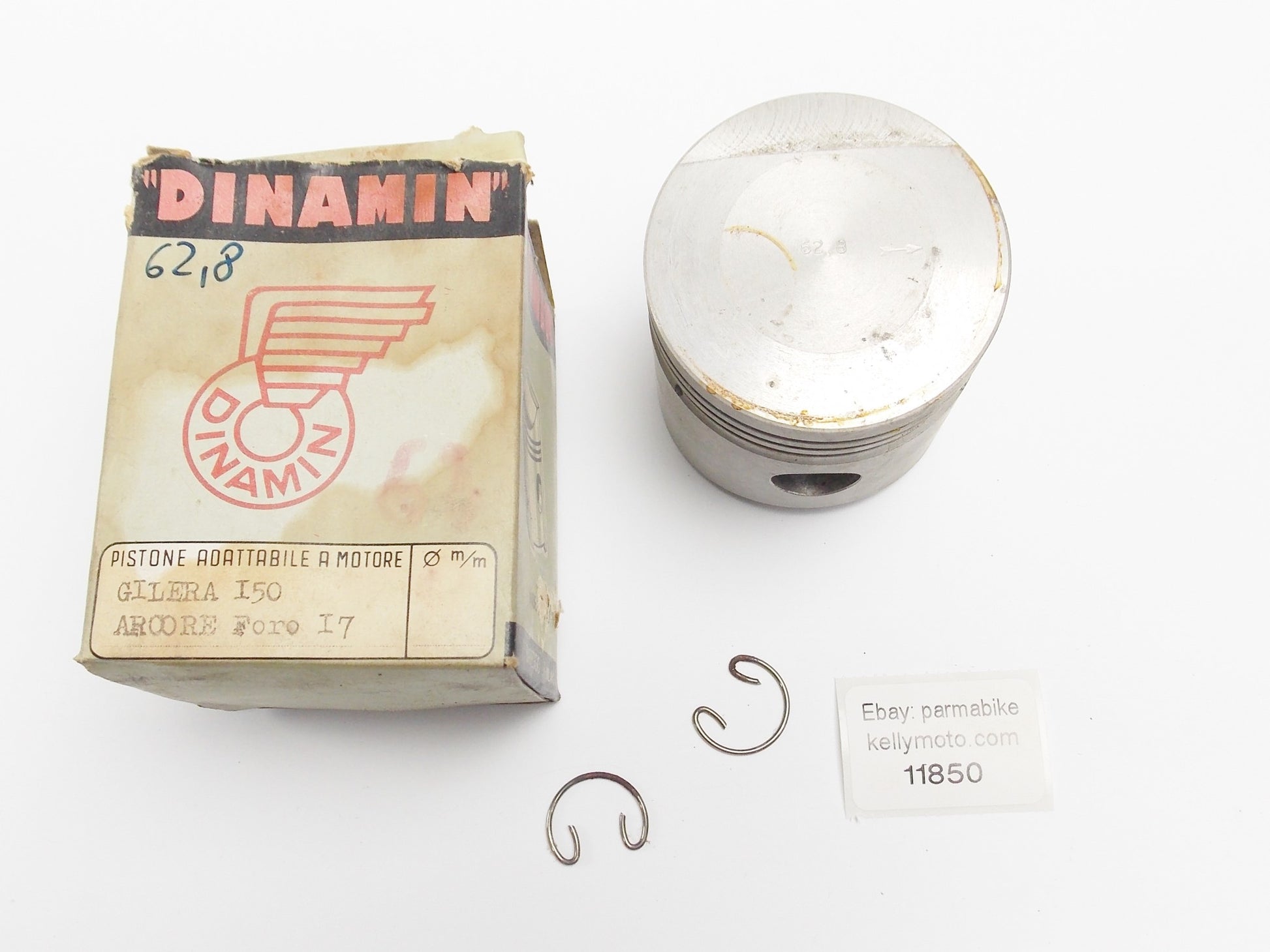 NOS DINAMIN PISTON + CLIPS DIAMETER 62.8 mm GILERA 150 ARCORE - MotoRaider
