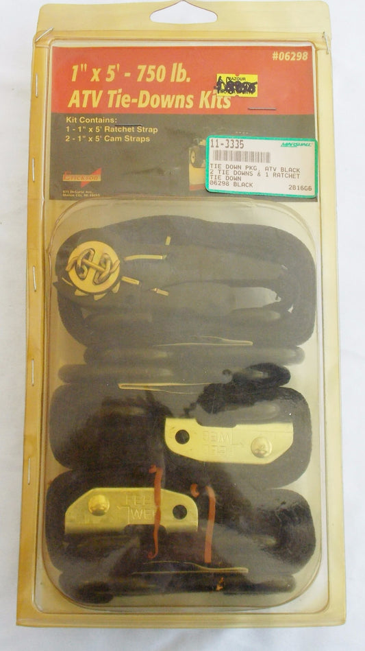 STRAPS ATV TIE DOWN KIT 1" x 5' - 750 LBS. BLACK + RATCHET 11-3335 | 06298 - MotoRaider