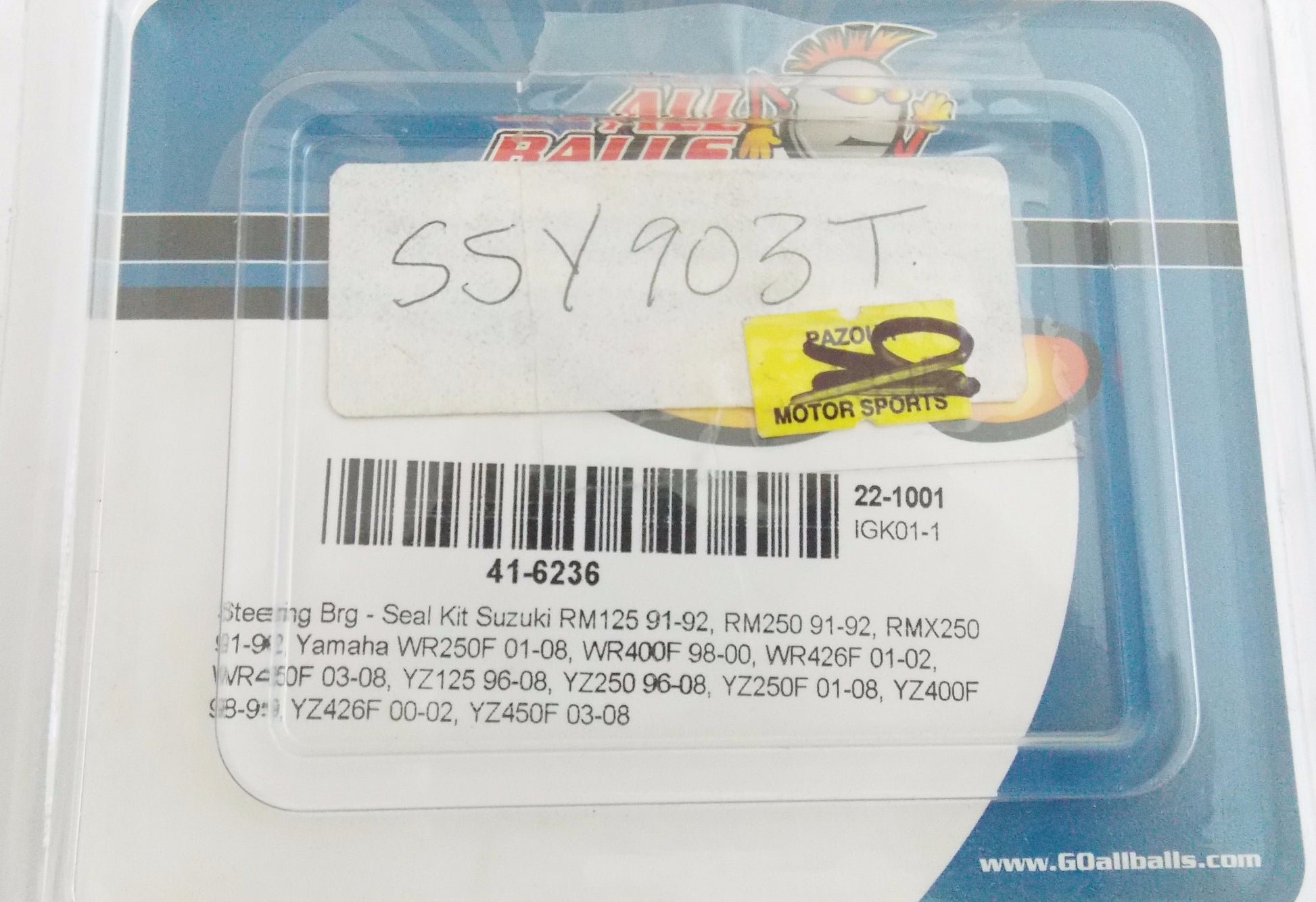 STEERING BEARING SET YAMAHA YZ125 YZ/WR250/400/426/450 SUZUKI RM SSY903T|41-6236 - MotoRaider