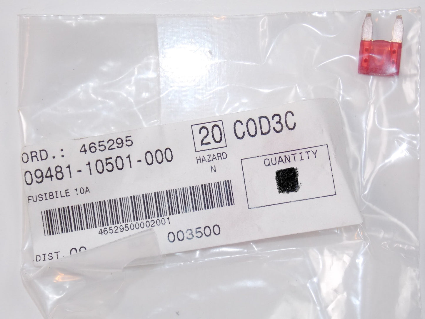 NOS OEM SUZUKI 2013 GSX-R250L3 WIRING HARNESS FUSE (10A) # 09481-10501-000 - MotoRaider