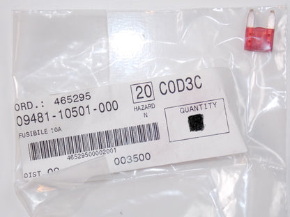 NOS OEM SUZUKI 2013 GSX-R250L3 WIRING HARNESS FUSE (10A) # 09481-10501-000 - MotoRaider