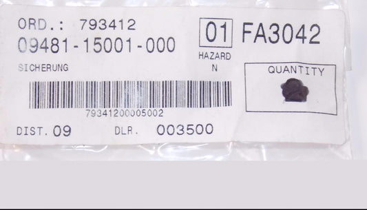 NOS OEM SUZUKI 68-97 T500-1/2 T20 TS250 GS750L GS300L TS100 FUSE 15A 09481-15001 - MotoRaider
