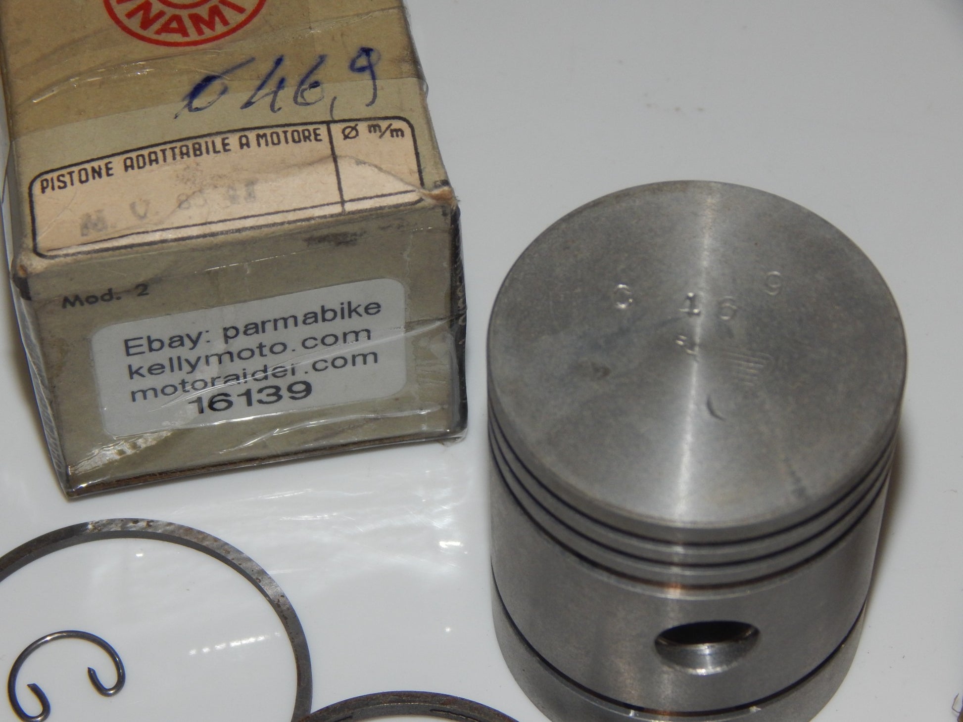 NOS DINAMIN MOTOCYCLES PISTON 46.9mm RINGS+PIN 12MM+CIRCLIPS MV 83 4T #16139 - MotoRaider