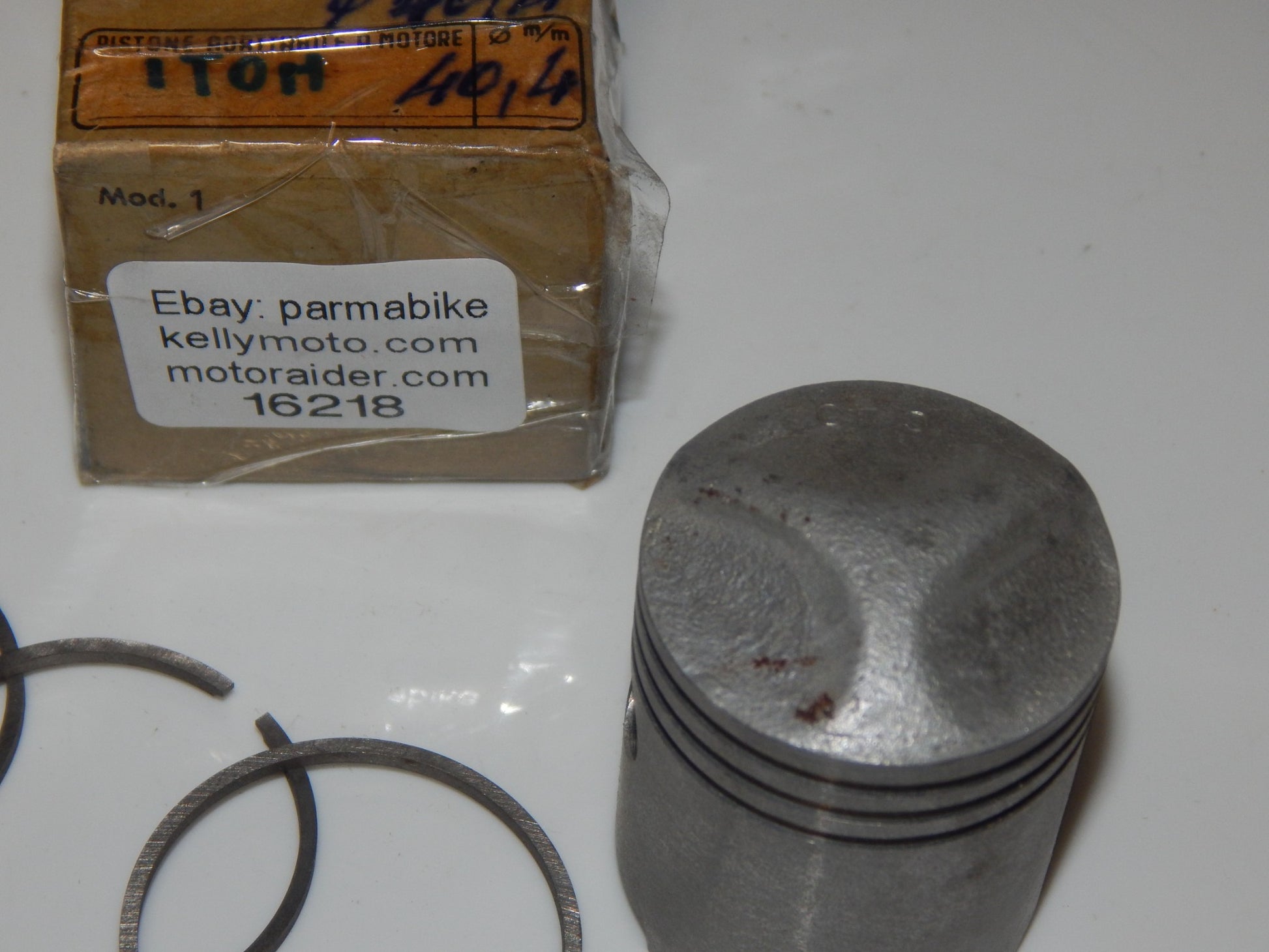 NOS DINAMIN MOTOCYCLE  340 PISTON 40.4MM + RINGS VINTAGE ITALY # 16218 - MotoRaider