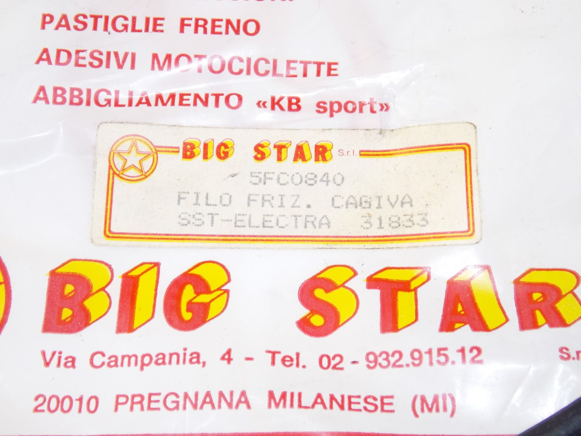 NOS BIG STAR 1980"s CLUTCH CABLE CAGIVA SST ELECTRA 125 33833 # 5FC0840 - MotoRaider