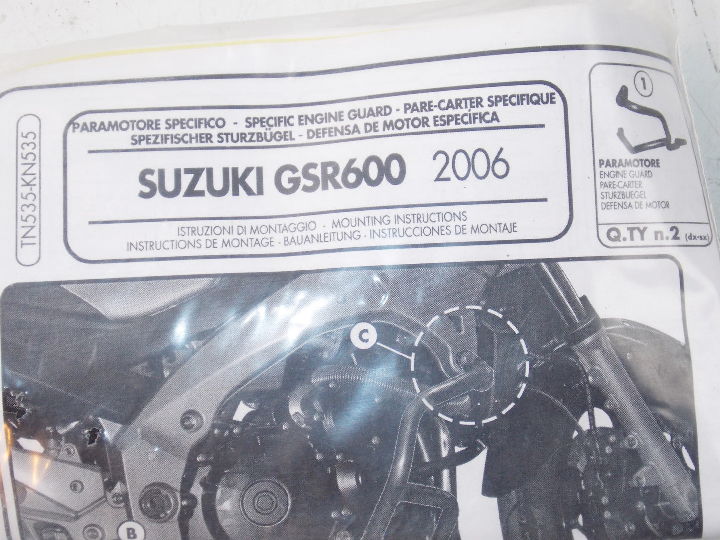 GIVI TN535-KN535 SUZUKI 2006-2011 GSR600 ENGINE GUARD MOTOR PROTECTOR SET - MotoRaider