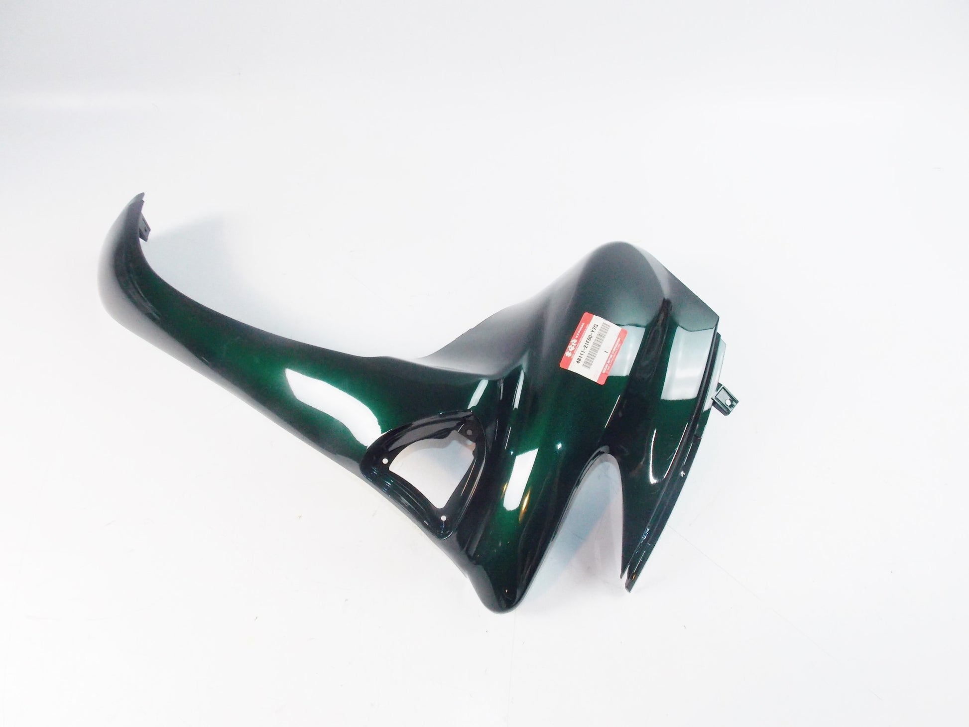 NOS OEM SUZUKI 99-2000 Epicuro UC125/150 GREEN SHIELD RIGHT LEG #48111-21F00-Y7G - MotoRaider