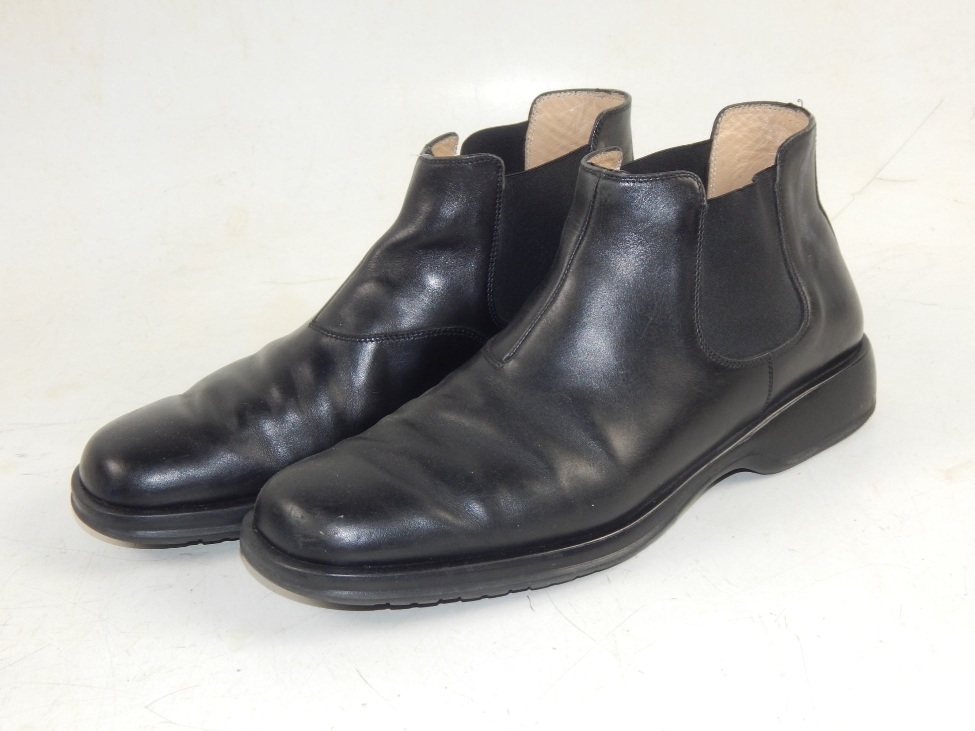 ORIGINAL FERRAGAMO MEN BOOTS LOW BLACK LEATHER SIZE US 9.5 ITALY FASHION - MotoRaider