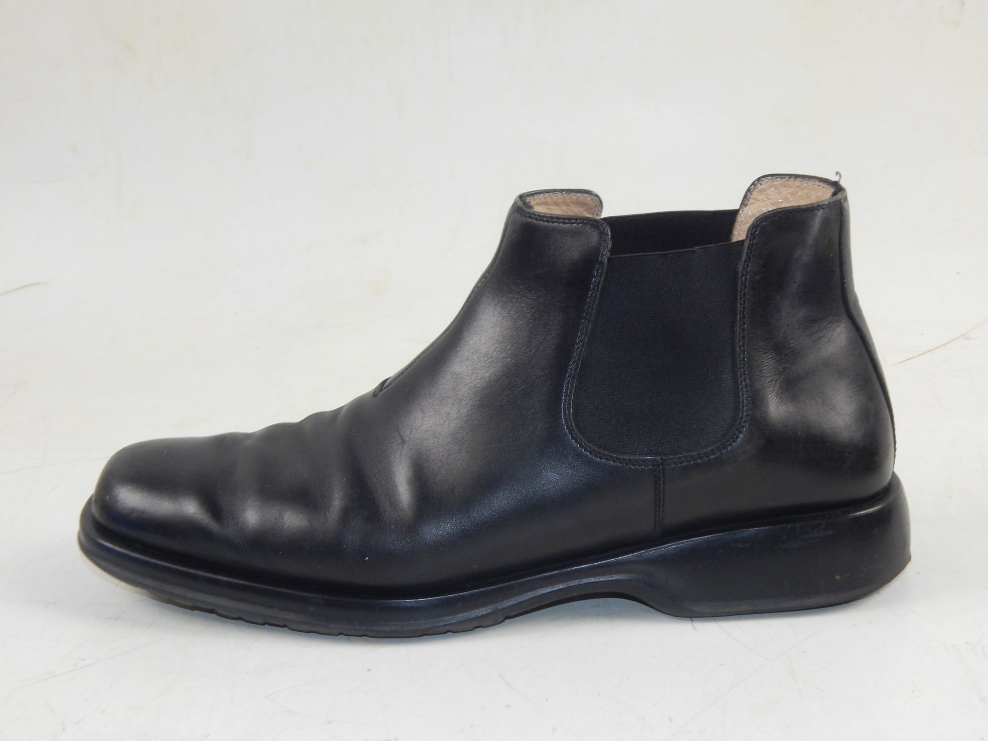 ORIGINAL FERRAGAMO MEN BOOTS LOW BLACK LEATHER SIZE US 9.5 ITALY FASHION - MotoRaider
