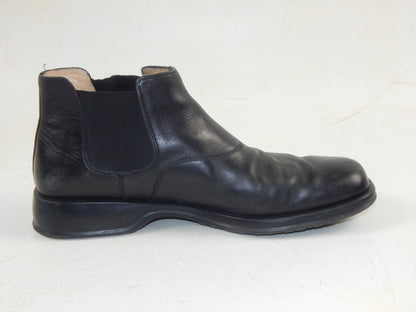 ORIGINAL FERRAGAMO MEN BOOTS LOW BLACK LEATHER SIZE US 9.5 ITALY FASHION - MotoRaider