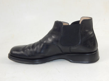 ORIGINAL FERRAGAMO MEN BOOTS LOW BLACK LEATHER SIZE US 9.5 ITALY FASHION - MotoRaider