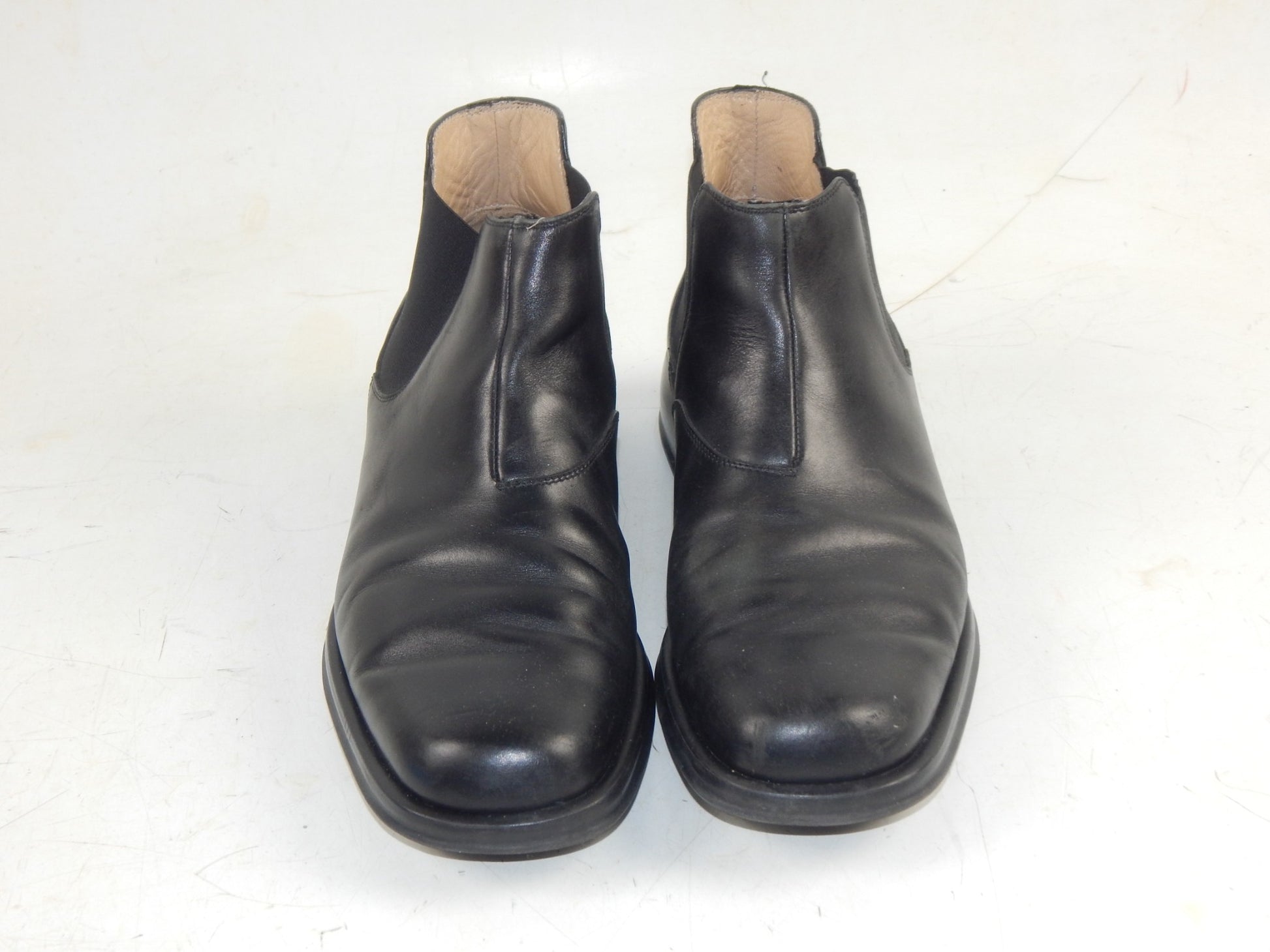 ORIGINAL FERRAGAMO MEN BOOTS LOW BLACK LEATHER SIZE US 9.5 ITALY FASHION - MotoRaider